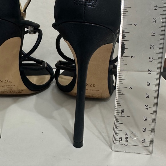 JIMMY CHOO Swarovski Crystal Embellished Sandals Navy High Heel Pump 37.5 Shoes - Picture 13 of 15